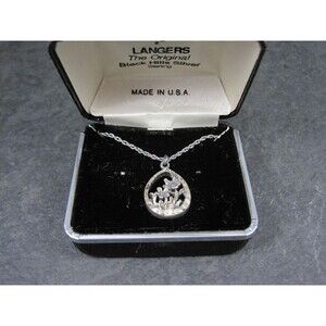 Estate Black Hills Silver Flower Pendant Necklace Langers